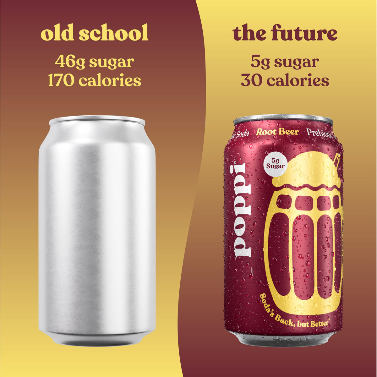 Poppi Sparkling Prebiotic Root Beer Soda – ACV, Low Sugar, 12 Pack