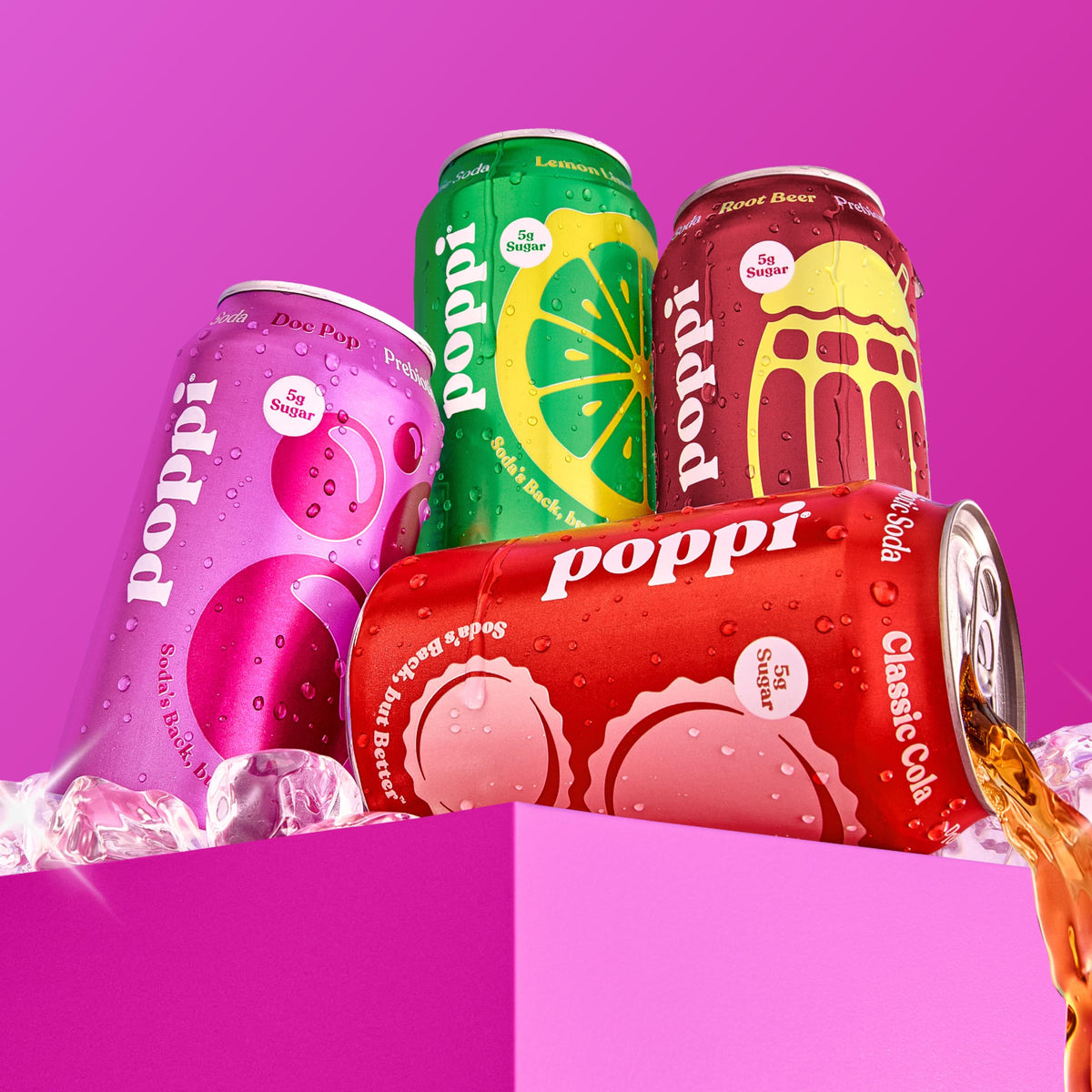 Poppi Sparkling Prebiotic Soda – The Classics Variety Pack, 12 x 12oz Cans