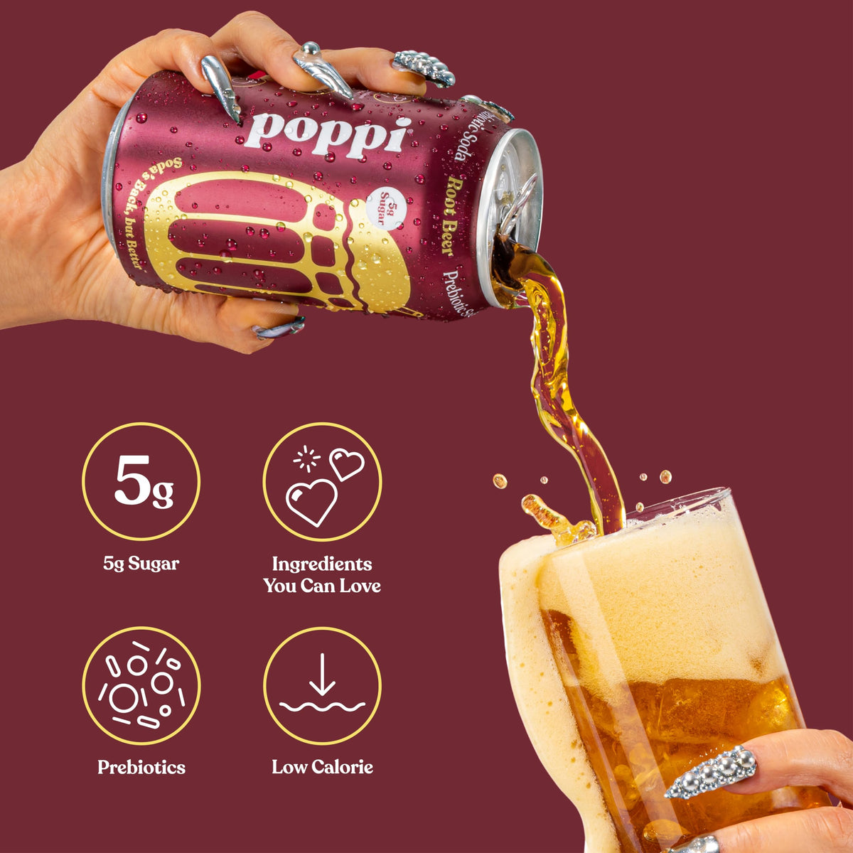 Poppi Sparkling Prebiotic Soda – The Classics Variety Pack, 12 x 12oz Cans