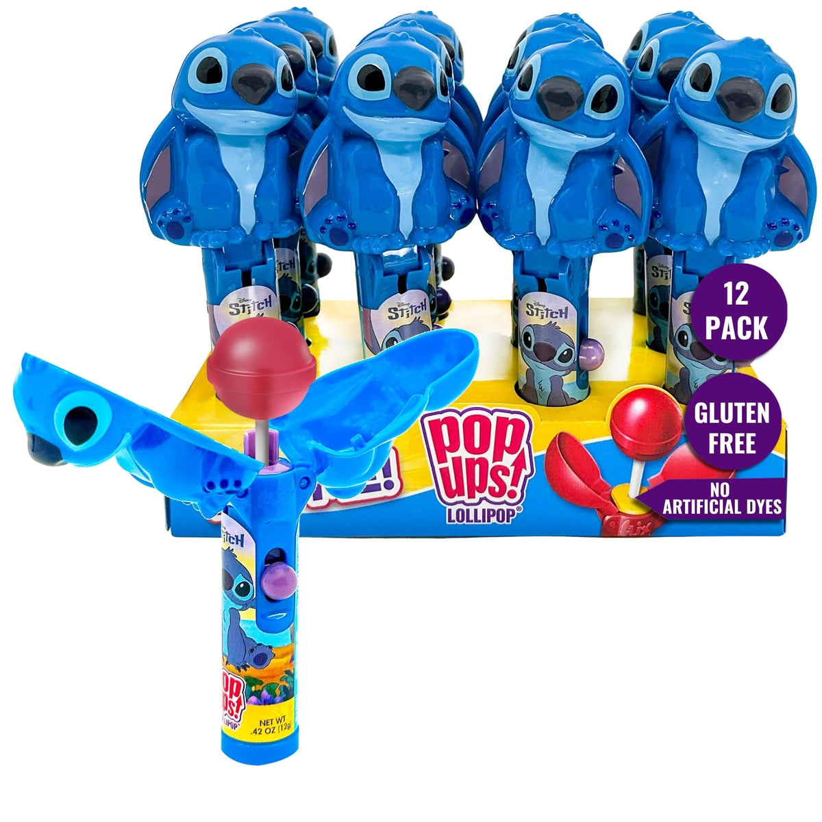 Pop Ups! Stitch Lollipop Holder — 12 Individually Wrapped Lilo & Stitch Candy Favors