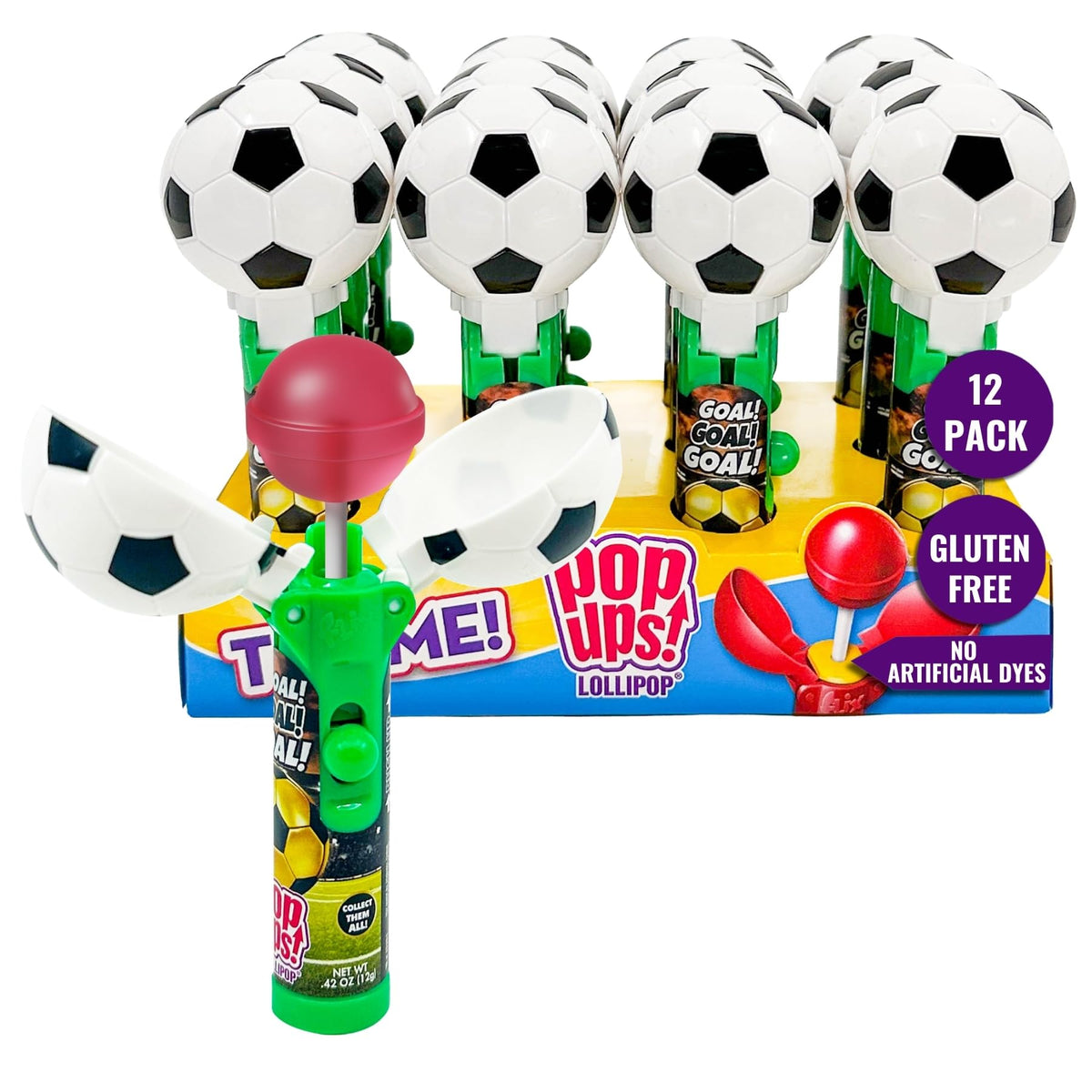 Pop UpS! Soccer Ball Lollipop Holder: 12 Lollipops Included | Mess-Free Party Favors