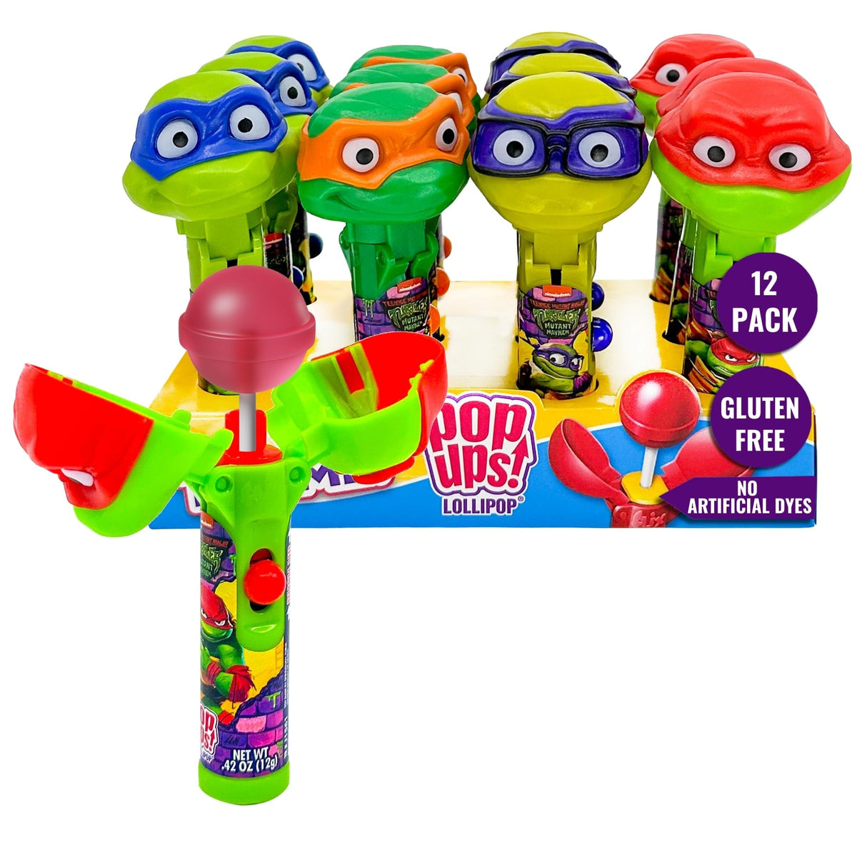 Pop Ups! TMNT Lollipop Holder – 12 Lollipops with Cases