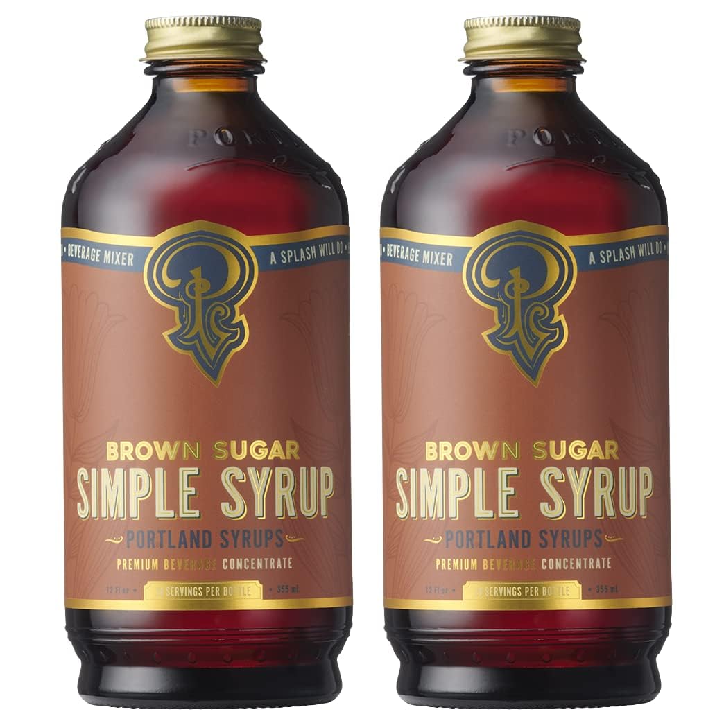 Portland Syrups Brown Sugar Simple Syrup – 24 Servings per 12 oz Bottle, Pack of 2 for Cocktails, Coffee, Mocktails
