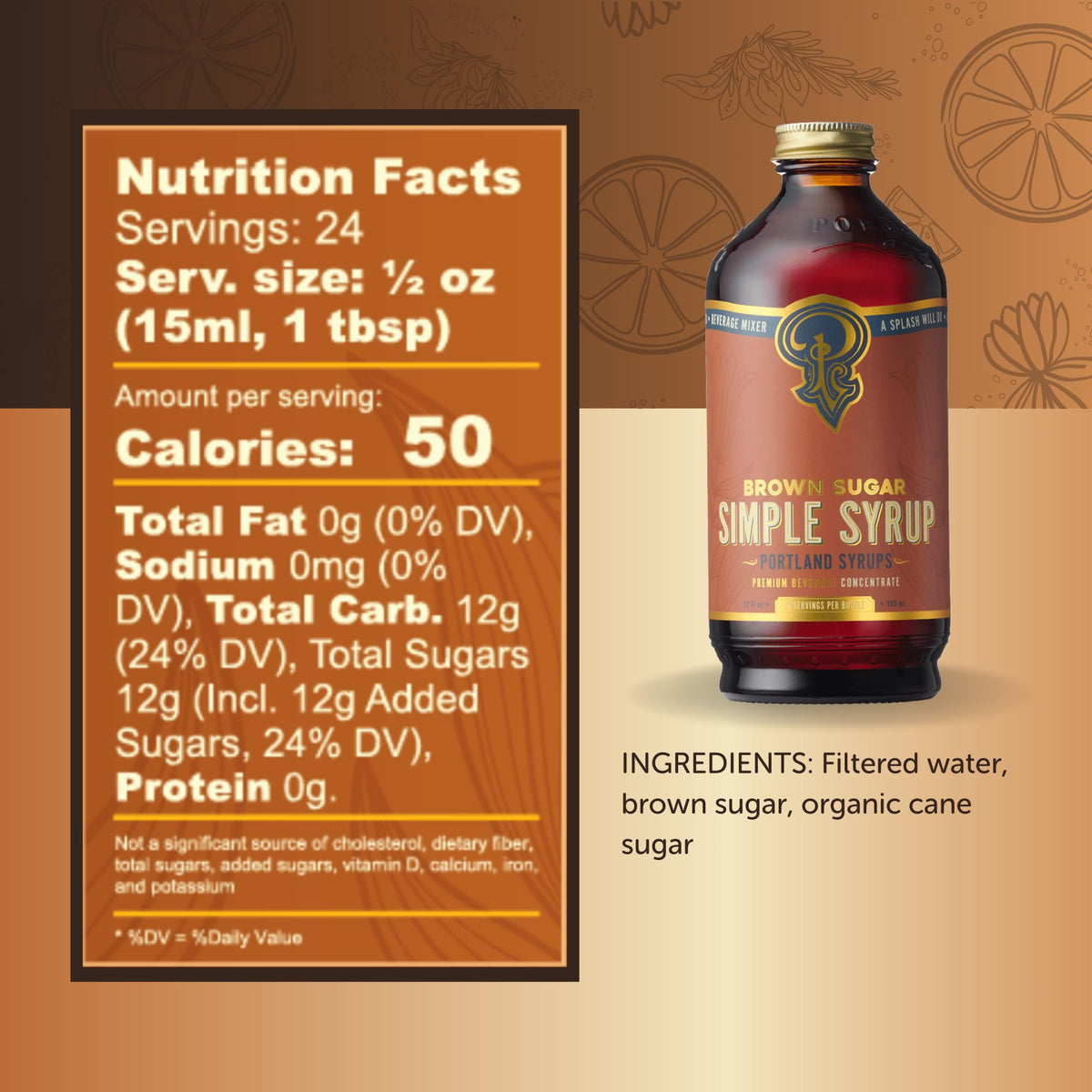 Portland Syrups Brown Sugar Simple Syrup – 24 Servings per 12 oz Bottle, Pack of 2 for Cocktails, Coffee, Mocktails