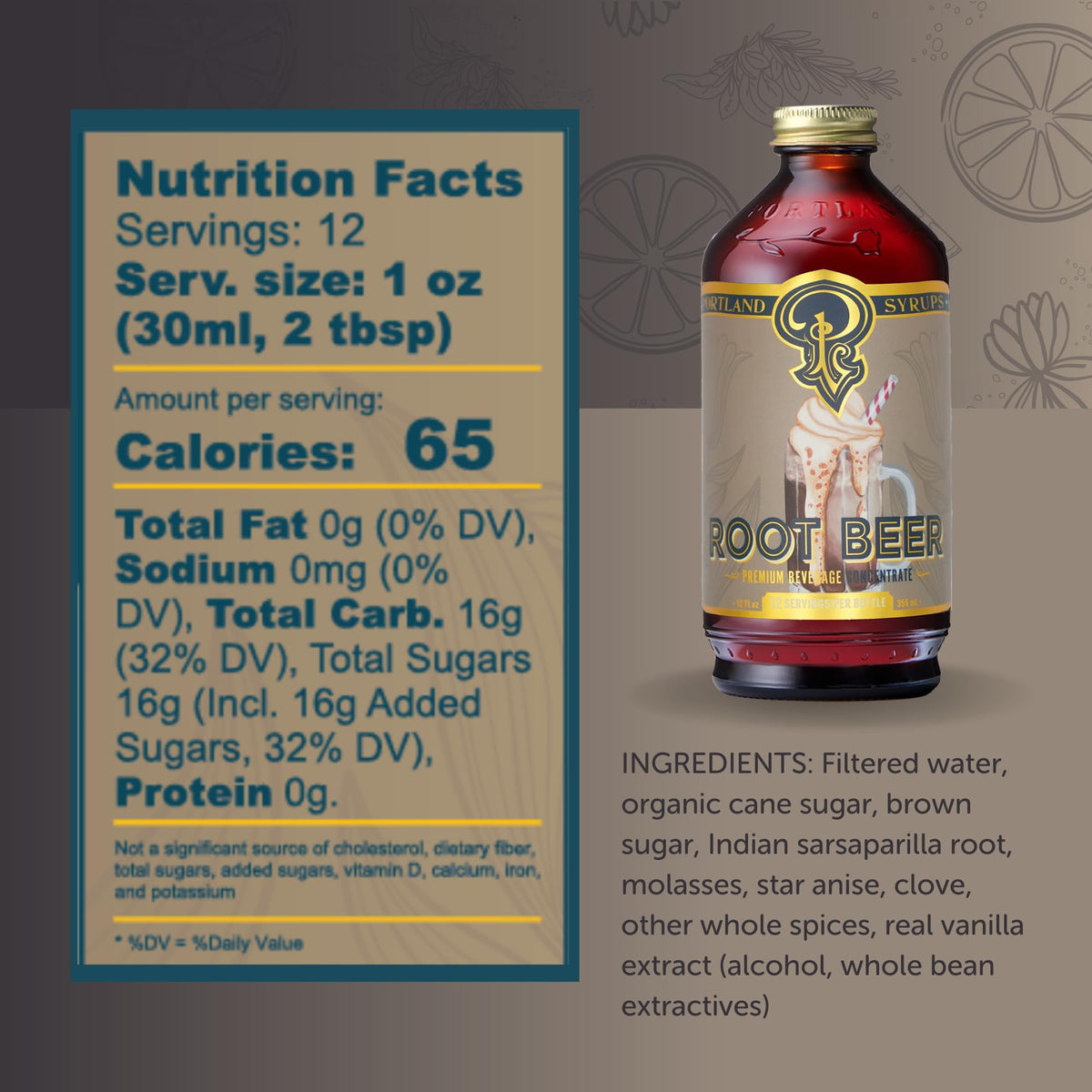 Portland Syrups Genuine Root Beer Syrup – Premium Craft Syrup for Cocktails, Sodas & Desserts (12 oz x 2)
