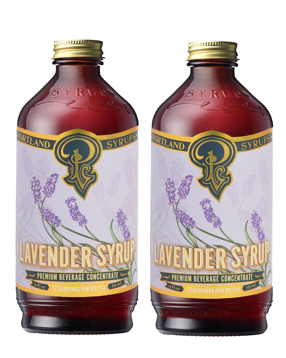 Portland Syrups Lavender Syrup – All-Natural Lavender Beverage Concentrate for Tea, Coffee, Sodas & Baking | 12 oz Bottle (Pack of 2)