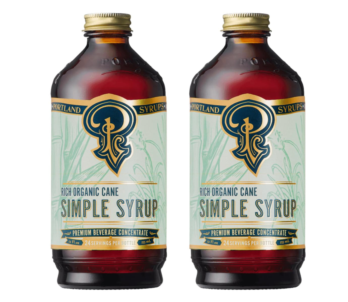 Portland Syrups Organic Cane Simple Syrup – 12 oz, Pack of 2