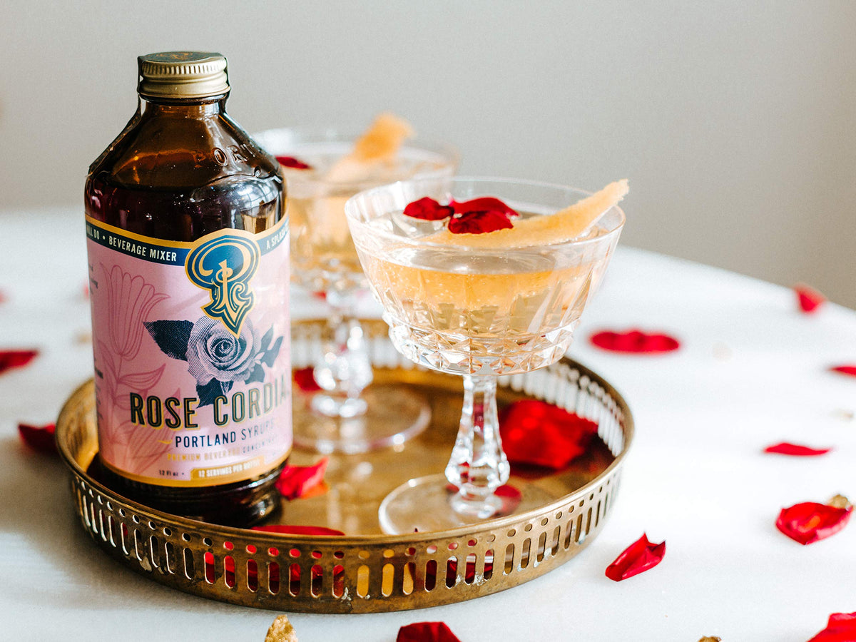Portland Syrups Rose Cordial Syrup – Floral Rose Syrup for Cocktails & Mocktails | 12 oz (Pack of 2)