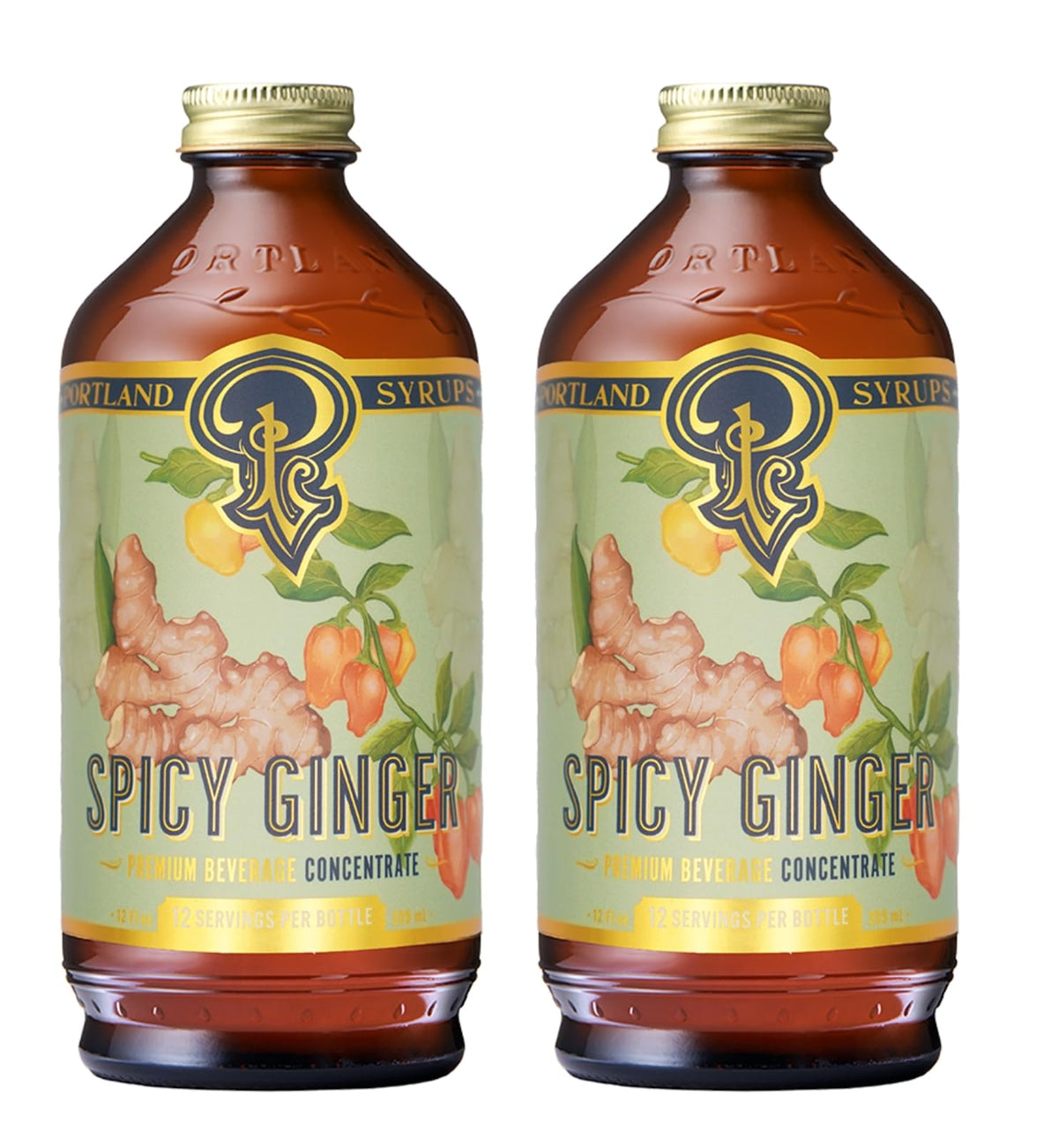 Portland Syrups Spicy Ginger Syrup – Extra Heat & Fresh Ginger (12 oz Pack of 2)
