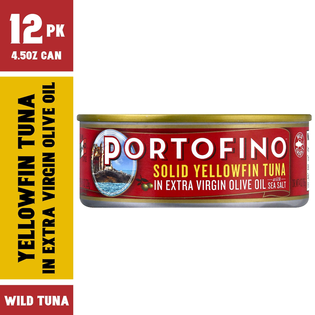 Portofino Solid Yellowfin Tuna in Extra Virgin Olive Oil - 4.5oz Can (Pack of 12)