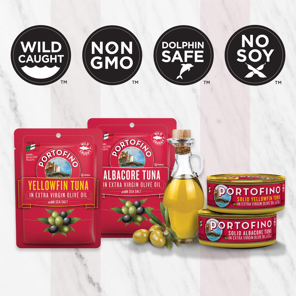 Portofino Solid Yellowfin Tuna in Extra Virgin Olive Oil - 4.5oz Can (Pack of 12)