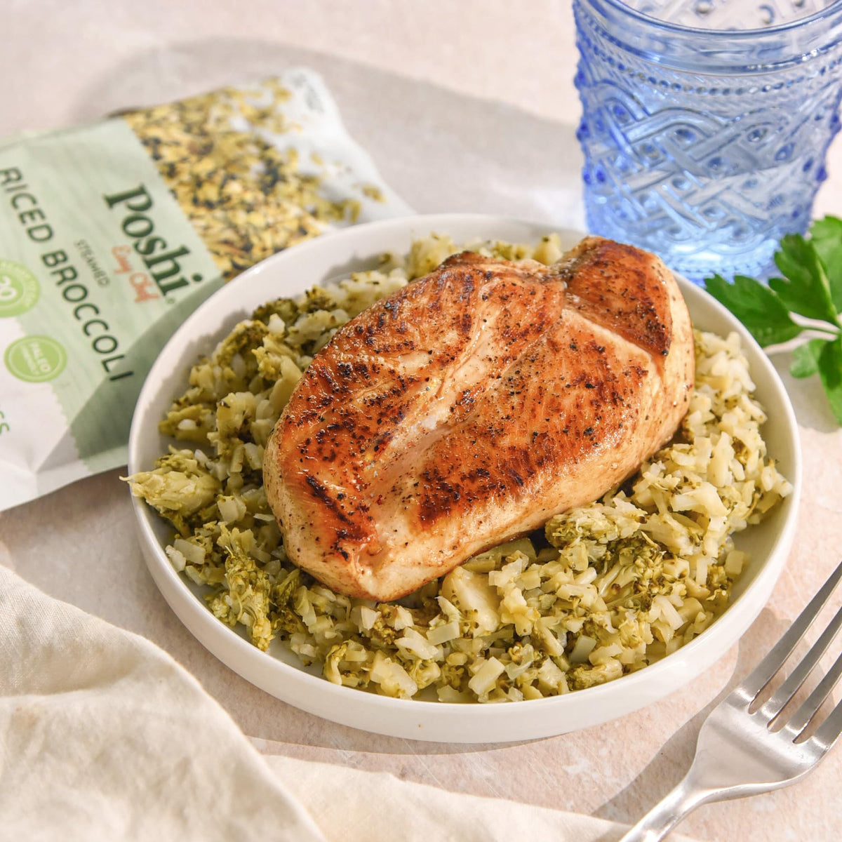 POSHI Riced Broccoli – All-Natural, Ready-to-Eat, Low Carb + Low Calorie, Non-GMO, Gluten Free, 7oz (6 Pack)
