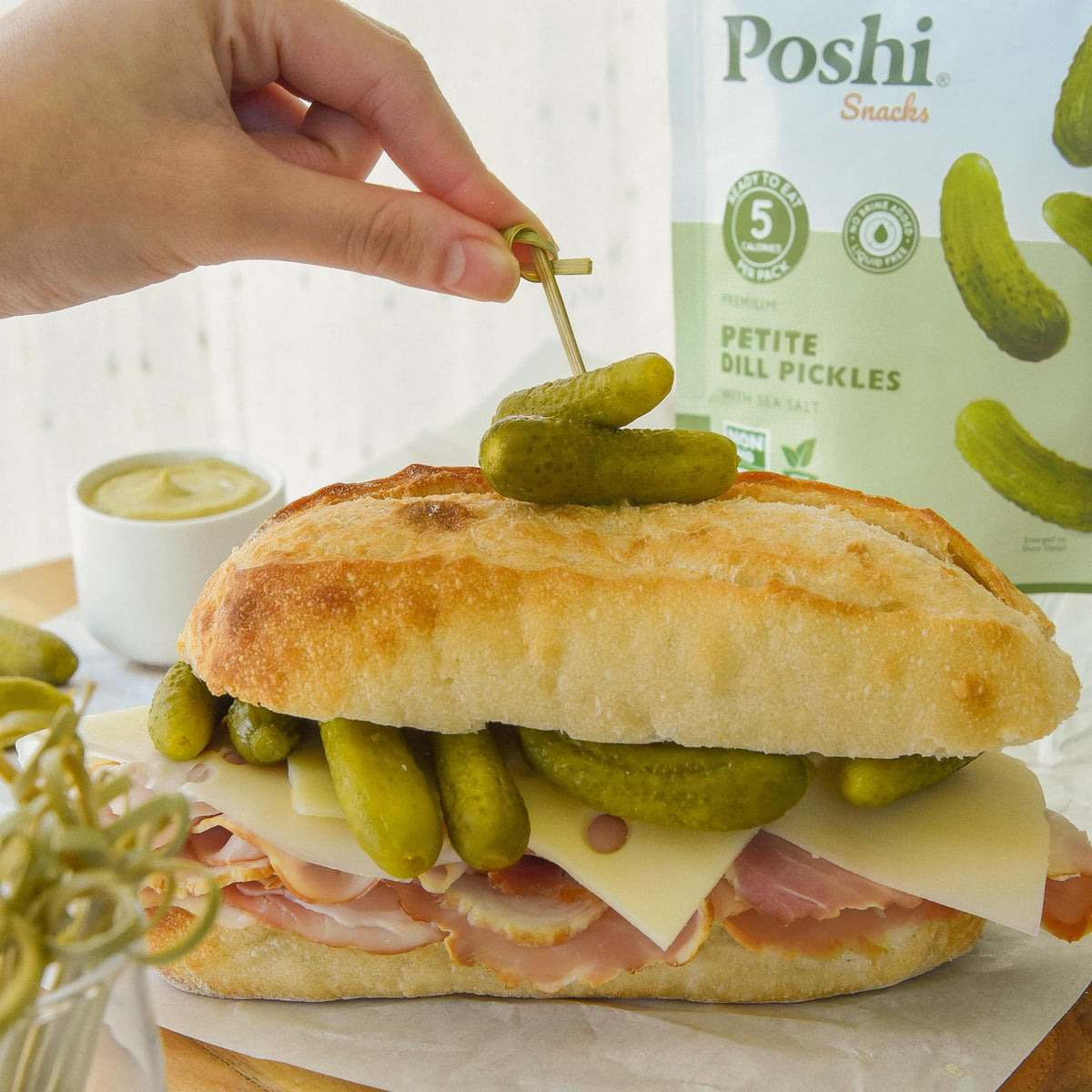 Poshi Petite Dill Pickles with Sea Salt – Ready-To-Eat Mini Dill Pickles, 10 Packs, 2 oz Each | 5 Calories Per Pack