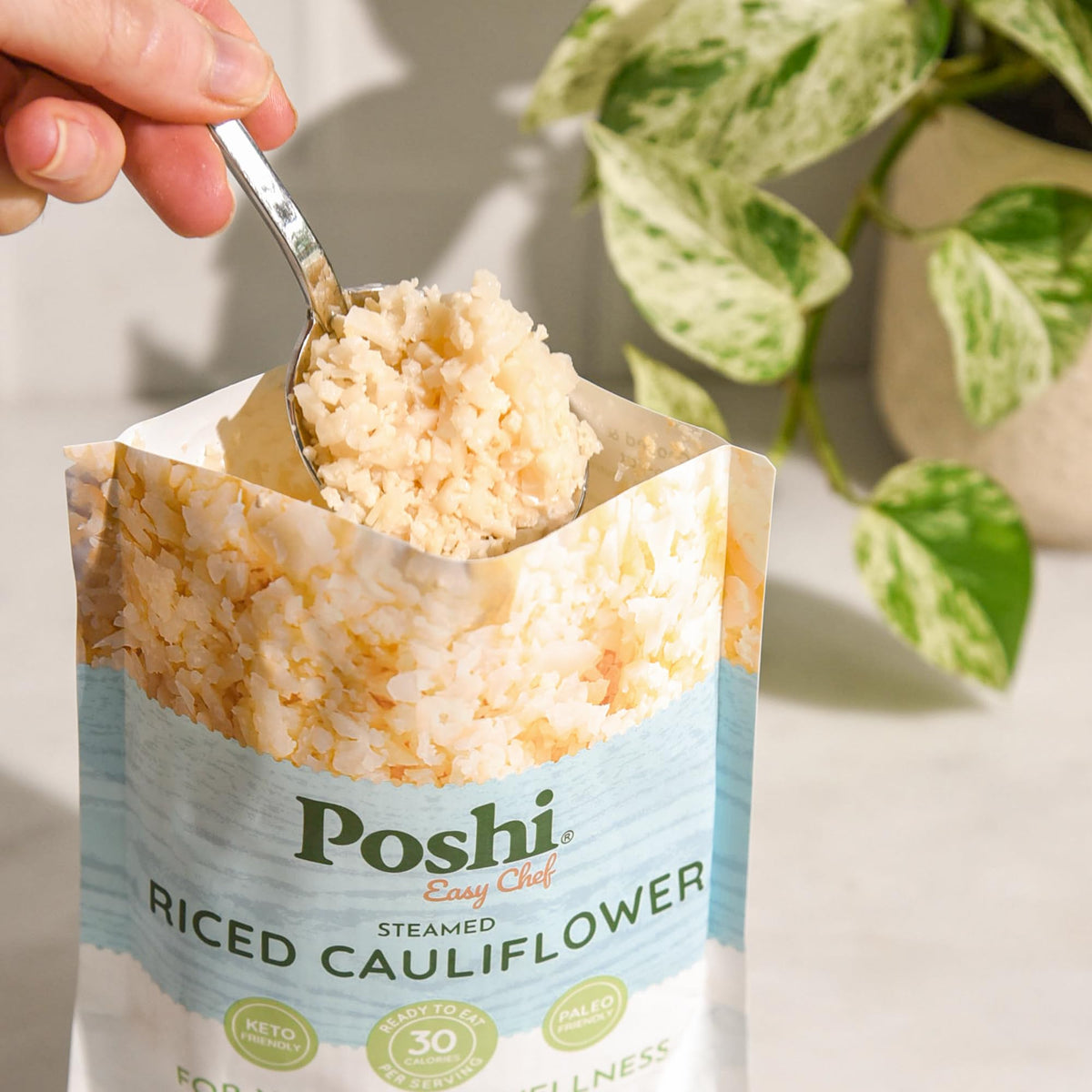 POSHI Riced Cauliflower | All-Natural, Ready-to-Eat, Low-Carb, Gluten-Free (7oz, 6 Pack)