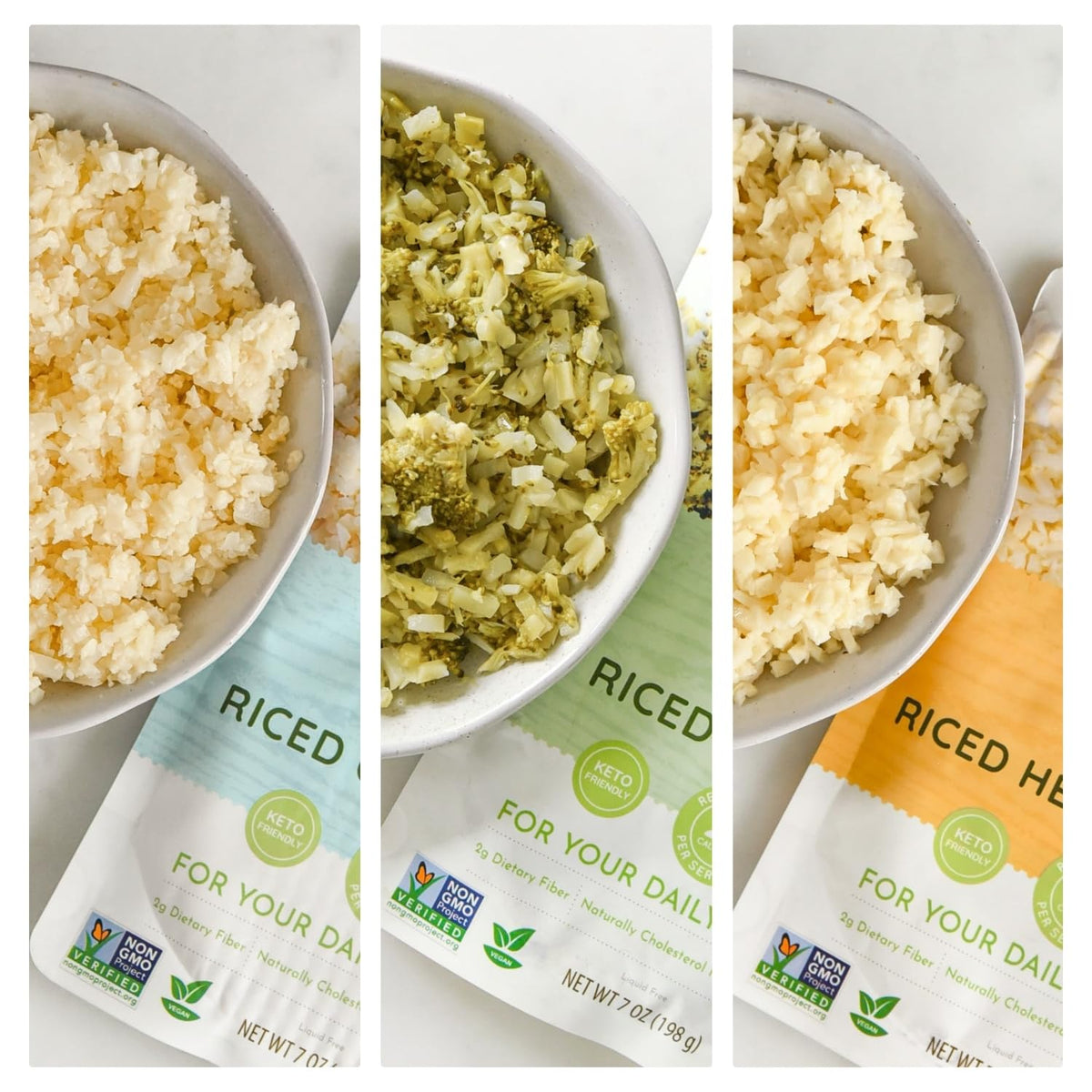 POSHI Riced Vegetables Variety Pack – Ready-to-Eat, Low-Carb, Gluten-Free (7oz, 6 Pack)