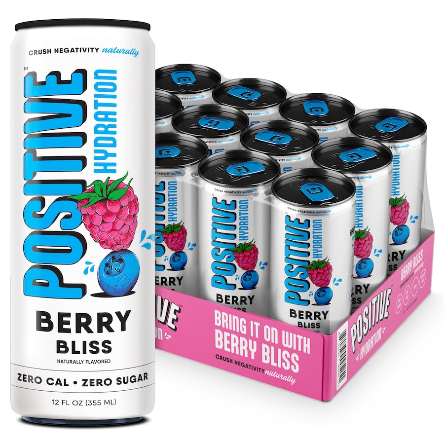 Positive Hydration Berry Bliss | Zero-Calorie Electrolyte Drink | 12-oz Cans (12-Pack)