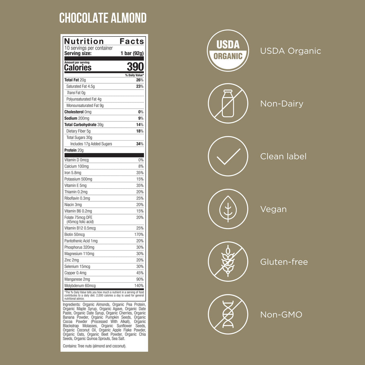POSSIBLE Meal Bar | 20g Organic Plant-Based Protein | Chocolate Almond | Clean Label On-The-Go Nutrition