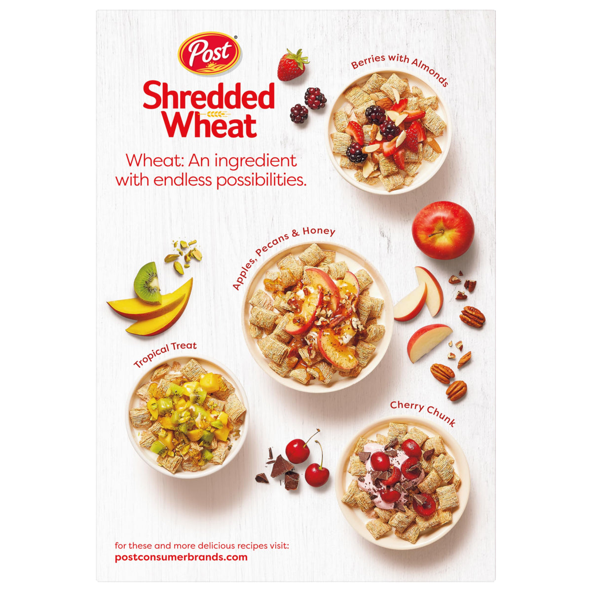 Post Original Shredded Wheat – Whole Grain, Non-GMO Breakfast Cereal (Pack of 6, 16.4 oz each)