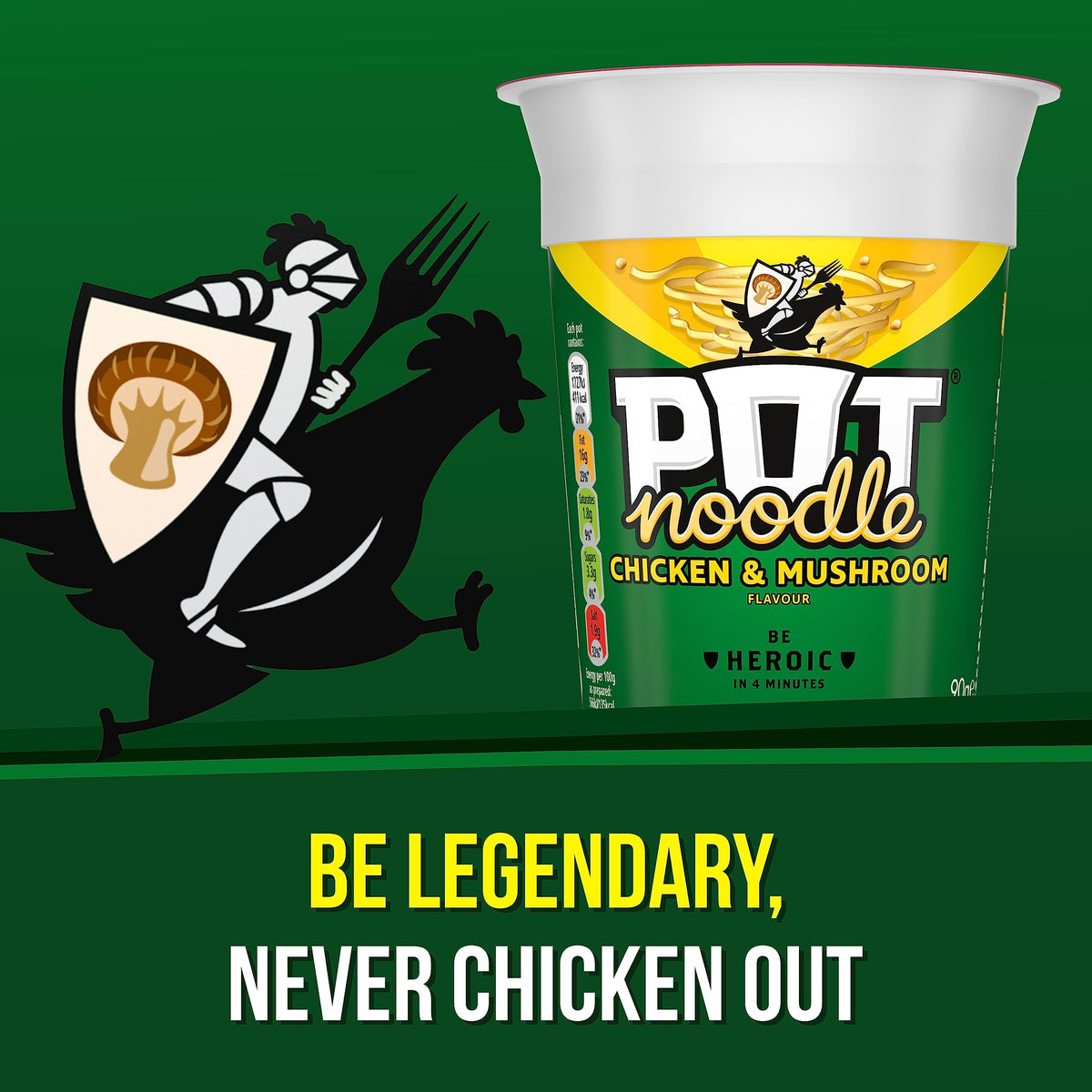 Pot Noodle Chicken and Mushroom 90 g (Pack of 12) – Quick, Flavorful Instant Noodles