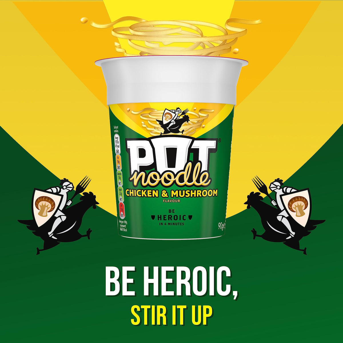 Pot Noodle Chicken and Mushroom 90 g (Pack of 12) – Quick, Flavorful Instant Noodles