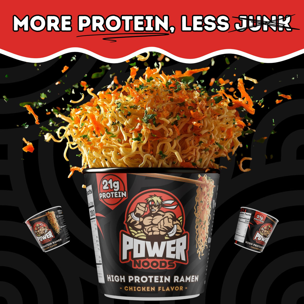 Power Noods High Protein Ramen Noodles – 6 or 12 Pack | Plant-Based Instant Meal