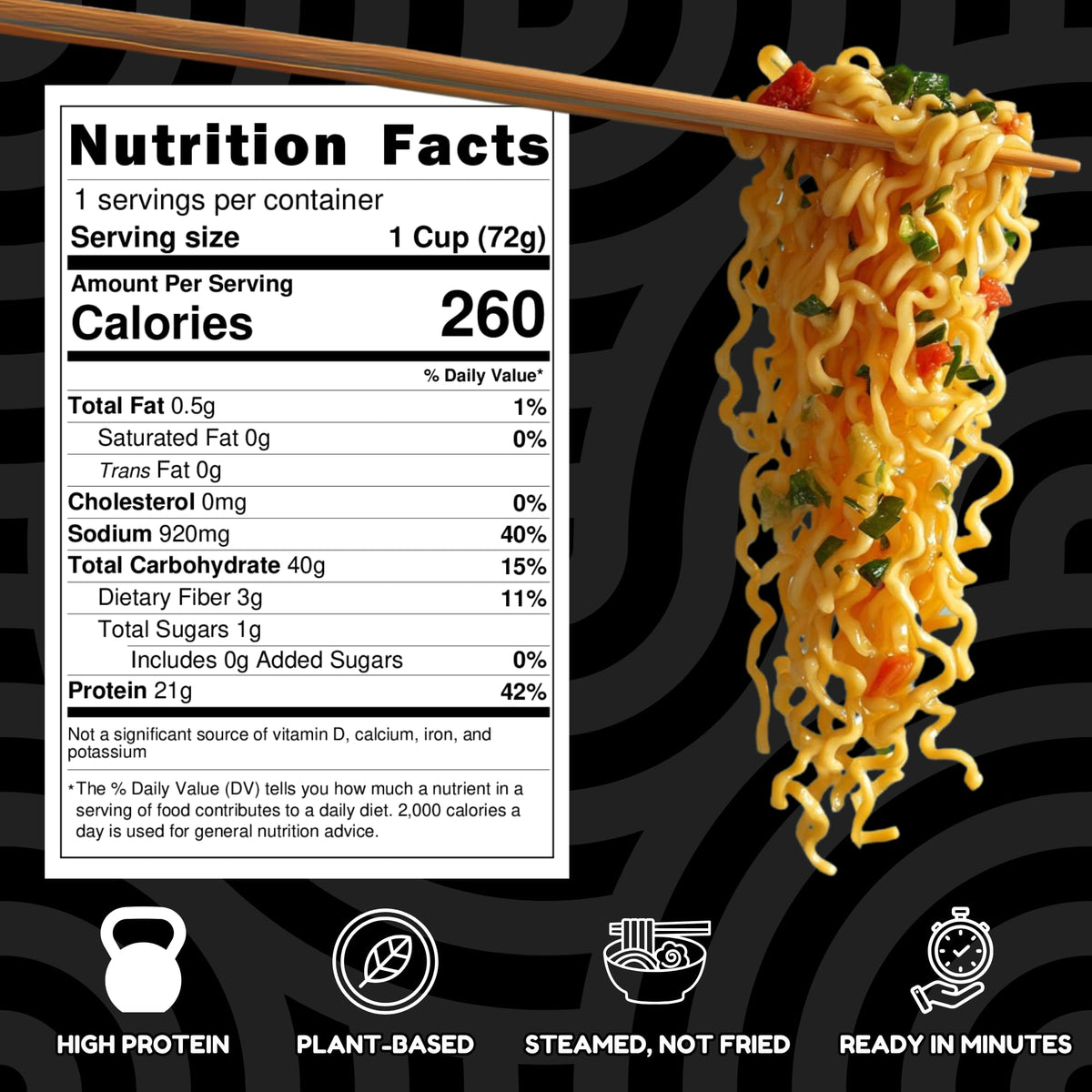 Power Noods High Protein Ramen Noodles - 12 or 6 Pack | Plant-Based Instant Meal