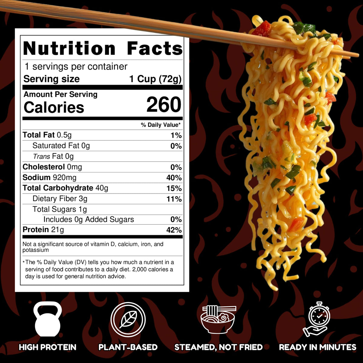 Power Noods High Protein Ramen Noodles – 6 or 12 Pack | Plant-Based, Hot 'N' Spicy
