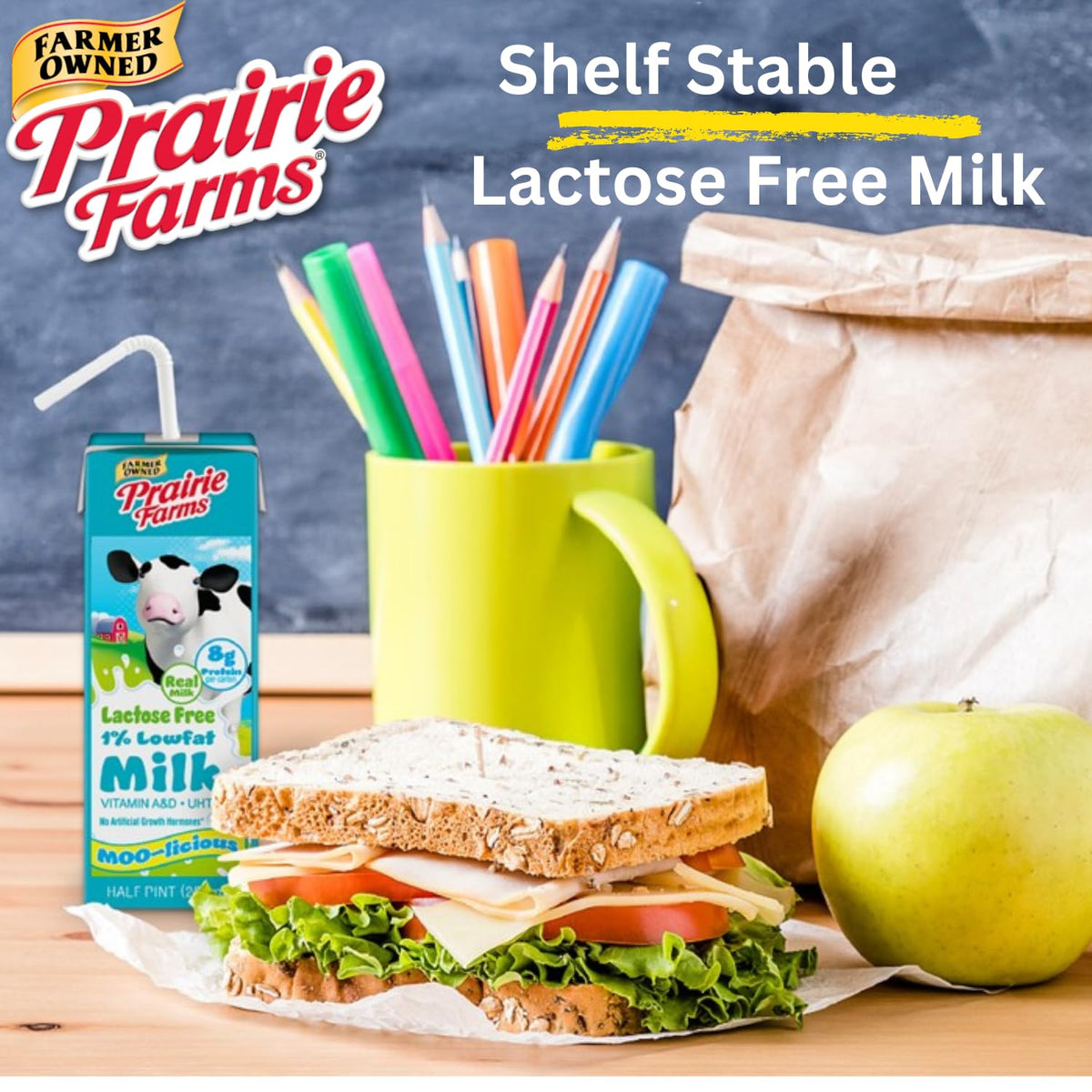 Prairie Farms Lactose Free Shelf-Stable 1% Milk – 8oz Boxes (27 Pack) Vitamin D