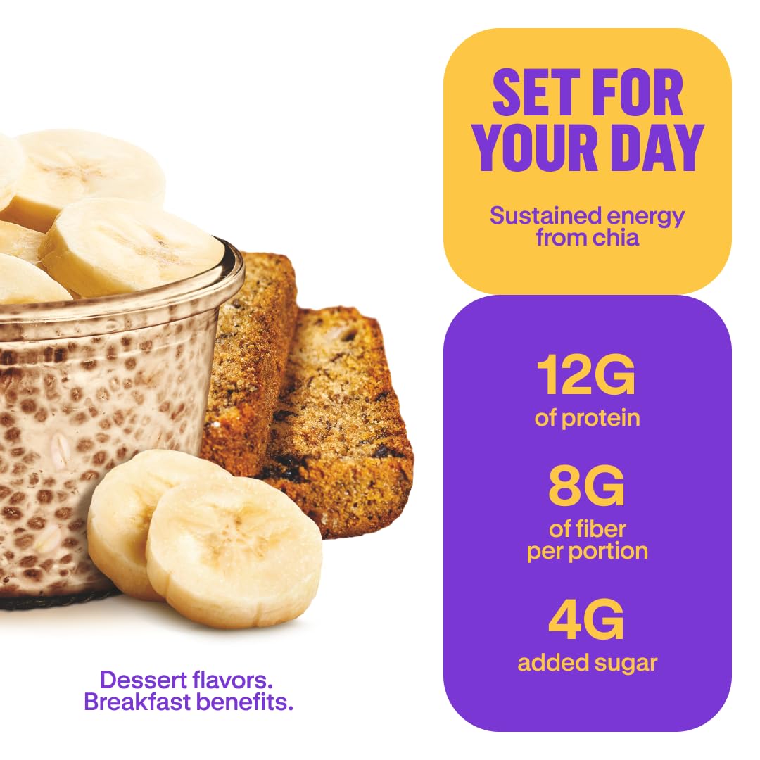 Prana Chialove Overnight Chia with Oats – Banana Bread, 12g Protein, Low Sugar (2 Pack)