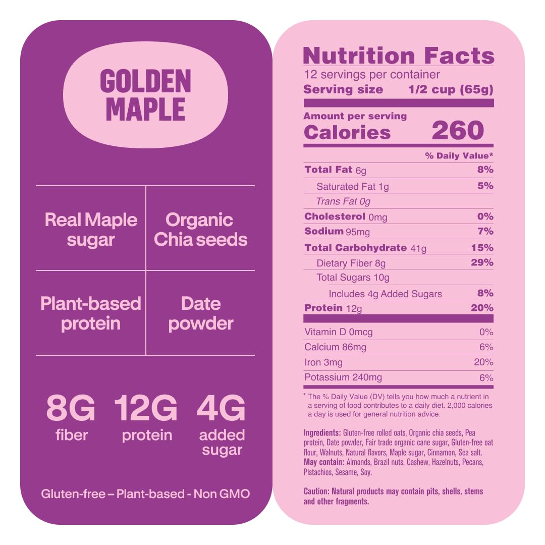 Prana Chialove Overnight Chia with Oats – Golden Maple, 12g Protein, Low Sugar, 2-Pack