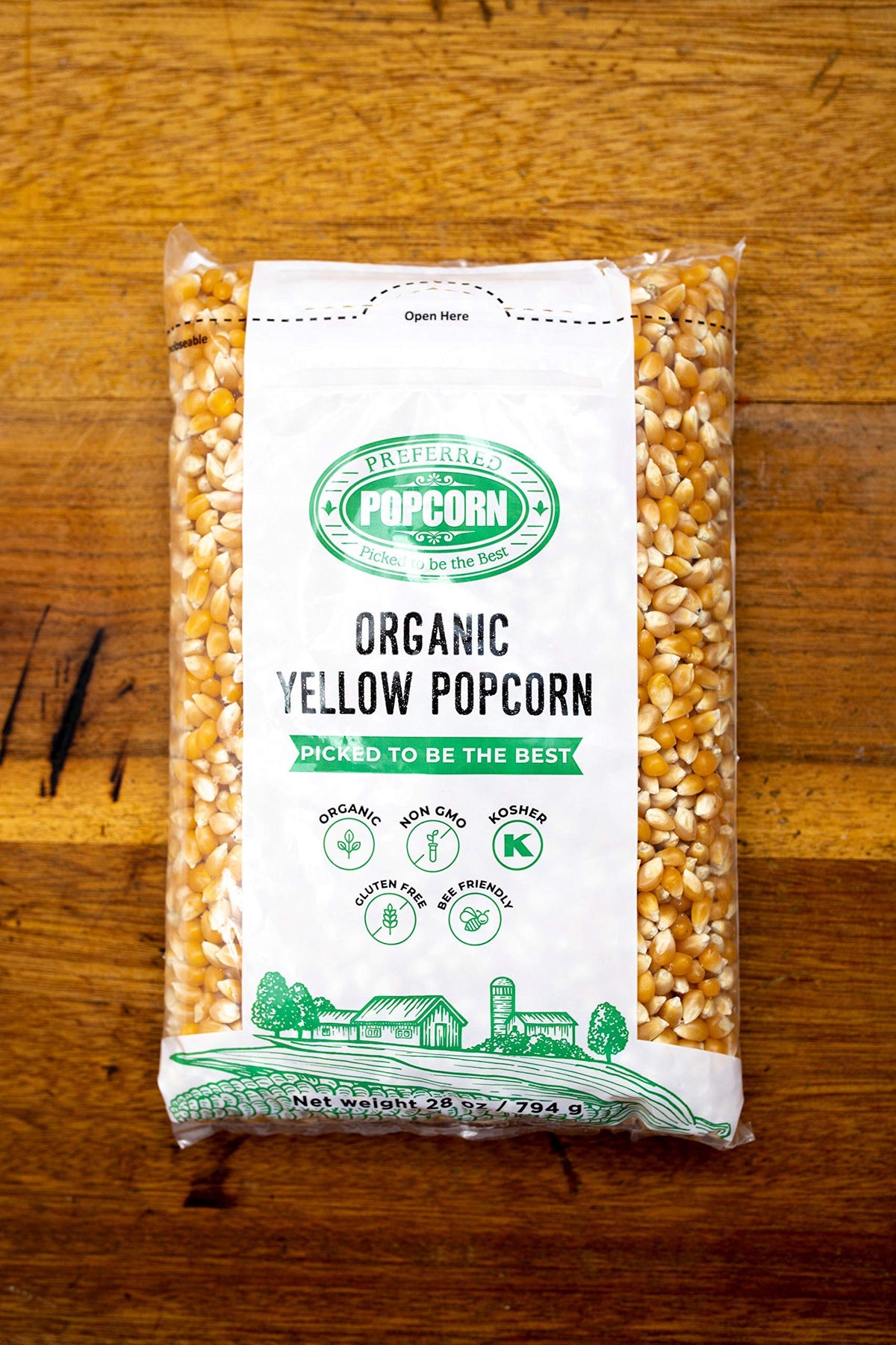 Preferred Popcorn Organic Popcorn — 28 Ounce Bag, Pack of 4, 30 Servings per Bag
