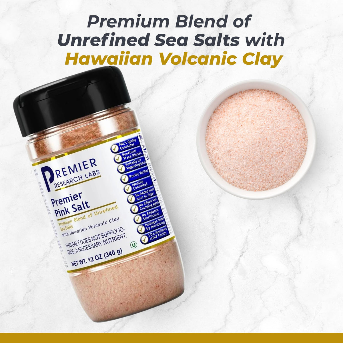 Premier Pink Salt - Hawaiian Red Alaea Sea Salt Blend | Unrefined & Additive-Free, 12 oz | Premier Research Labs