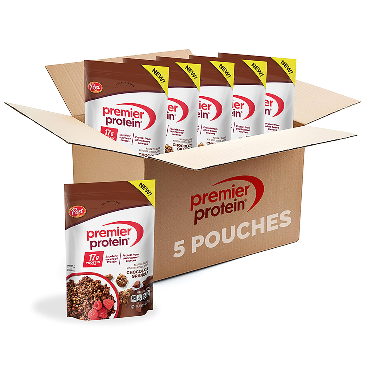 Premier Protein Chocolate Granola – 9 oz Pack of 5, Resealable Bags
