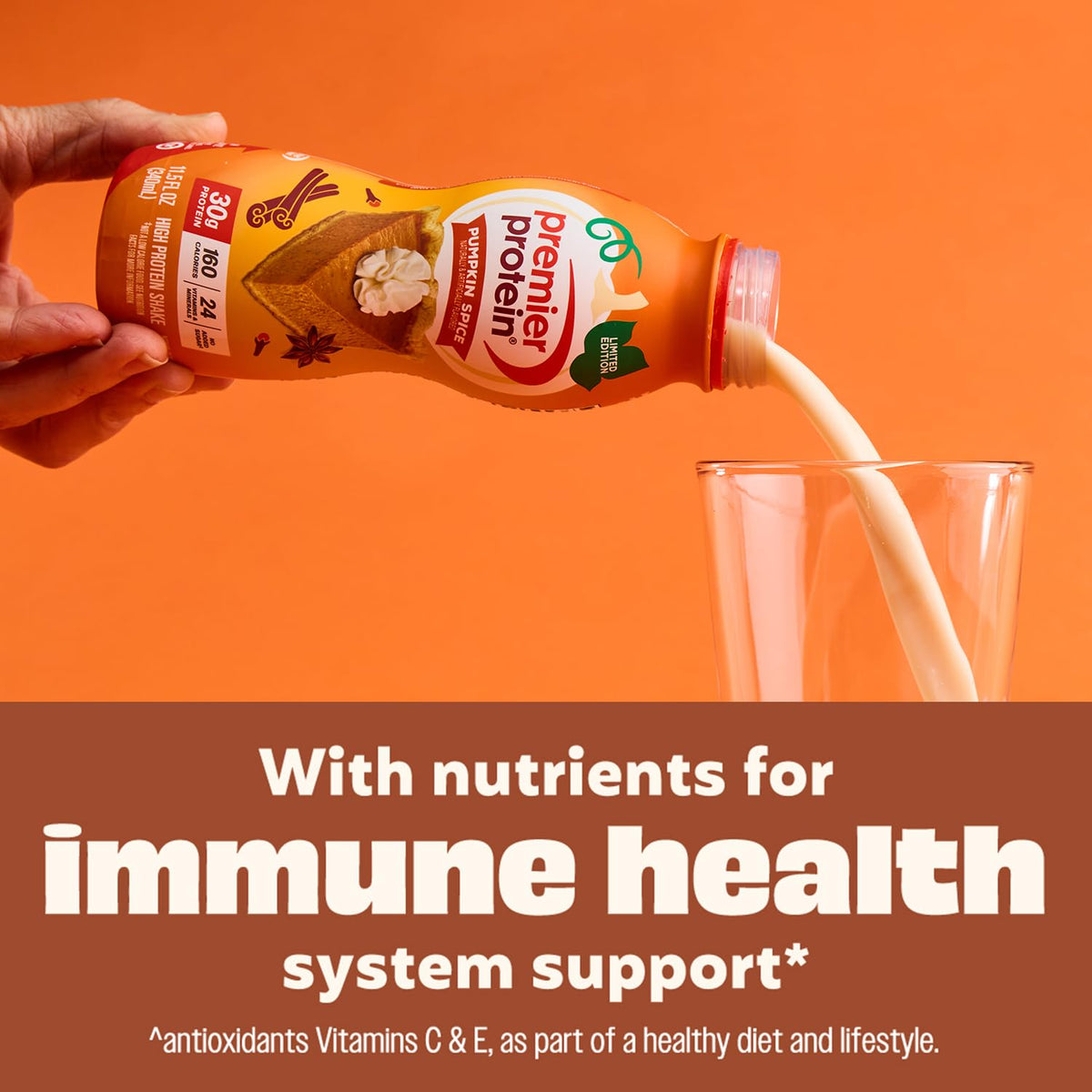 Premier Protein Shake – LIMITED EDITION Pumpkin Spice, 30g Protein, 1g Sugar, 24 Vitamins, 11.5 fl oz, 12 Pack