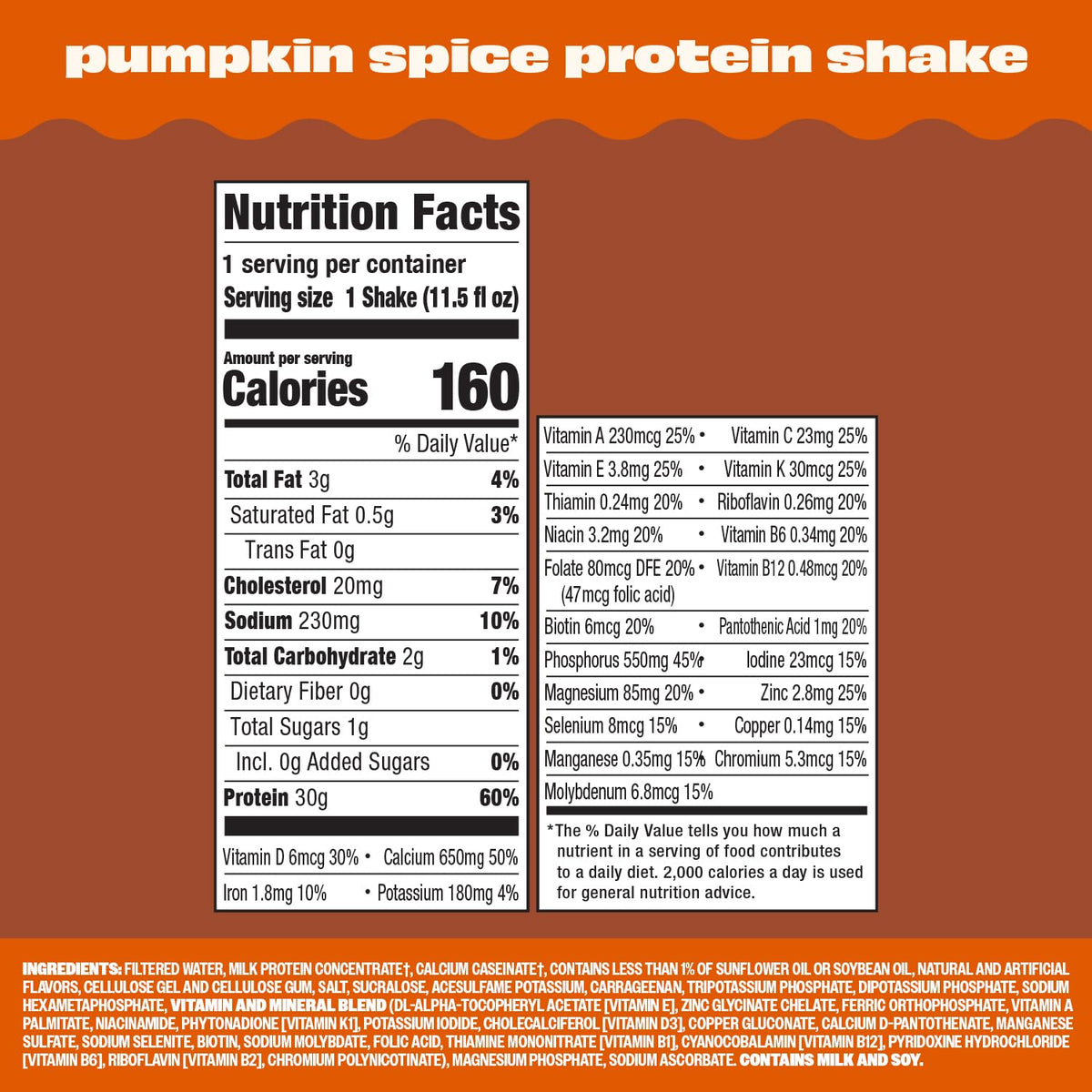 Premier Protein Shake – LIMITED EDITION Pumpkin Spice, 30g Protein, 1g Sugar, 24 Vitamins, 11.5 fl oz, 12 Pack