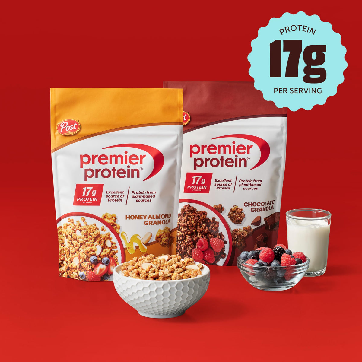 Premier Protein Honey Almond Granola — 9 oz Stand-Up Bags (Pack of 5) | High-Protein Crunch for Yogurt or On-The-Go