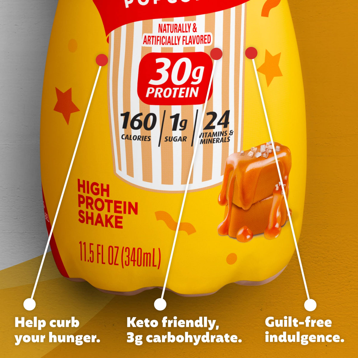 Premier Protein Shake LIMITED EDITION Salted Caramel Popcorn — 30g Protein, 1g Sugar, 11.5 fl oz, 12 Pack