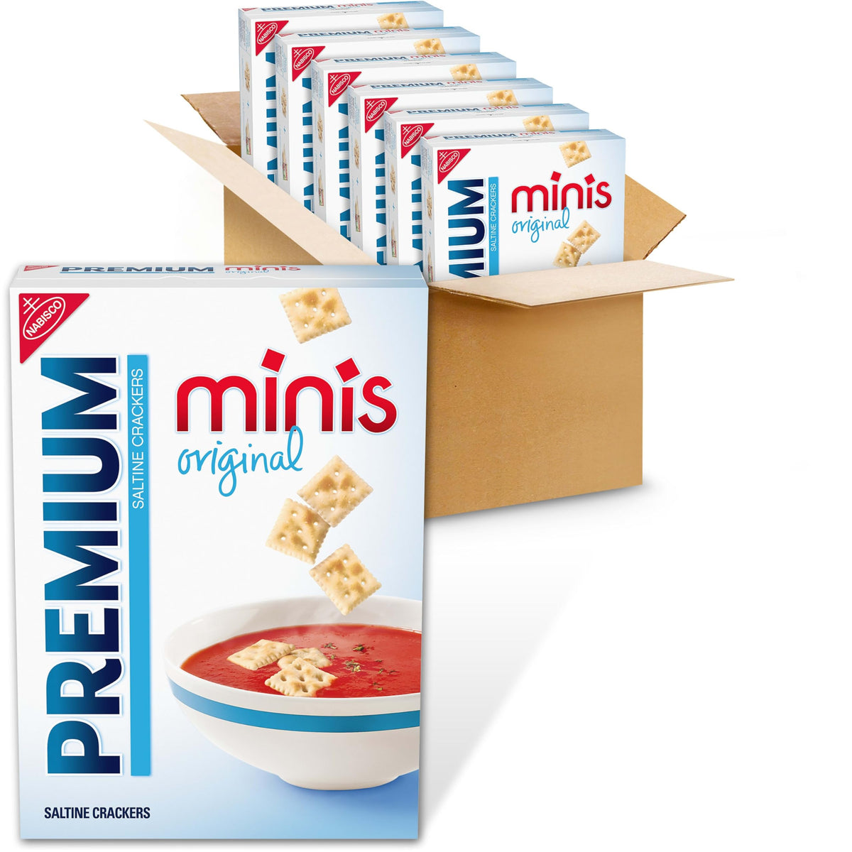 Premium Original Mini Saltine Crackers – Six 11 oz Boxes | Crunchy Snack Crackers