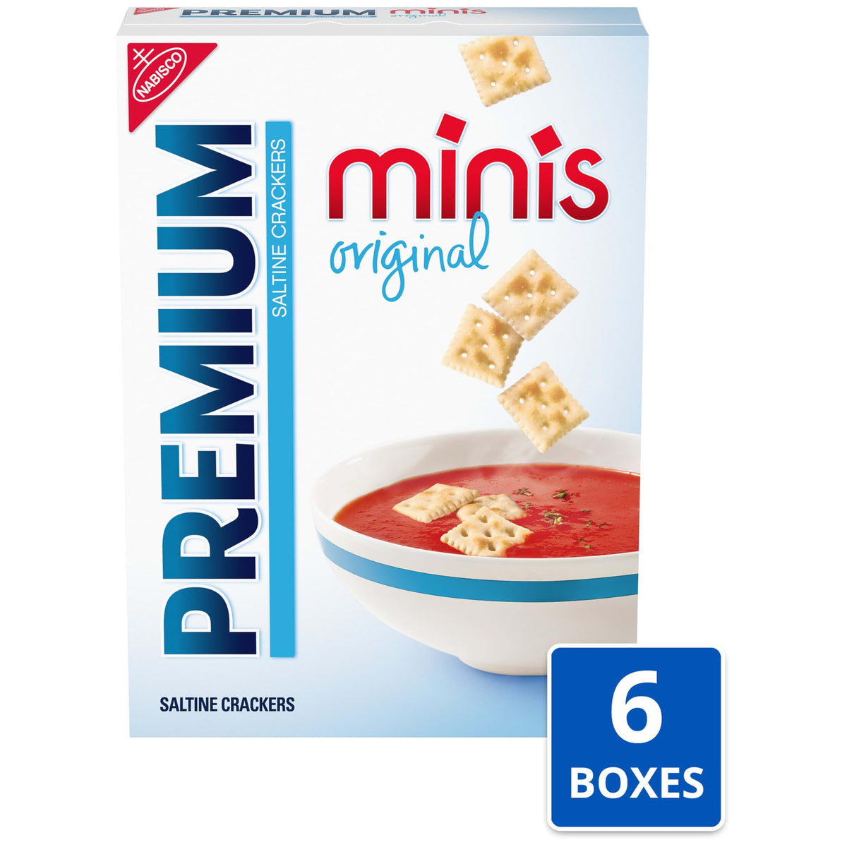 Premium Original Mini Saltine Crackers – Six 11 oz Boxes | Crunchy Snack Crackers