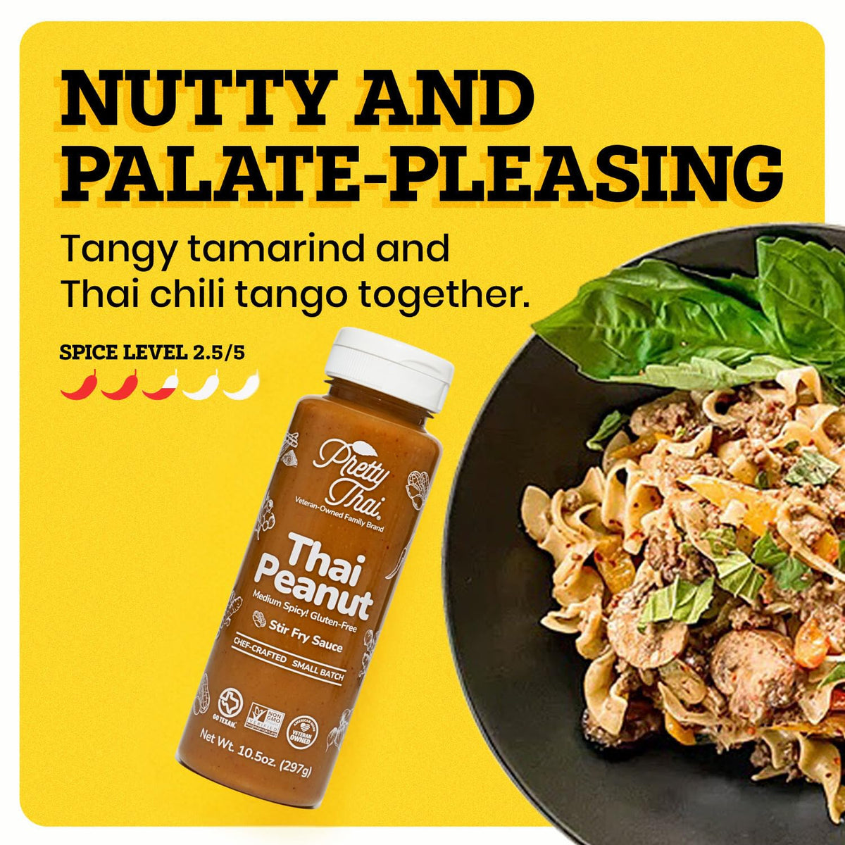 Pretty Thai Peanut Sauce – Gluten Free, Non-GMO, Vegan, Pack of 3 | Stir Fry, Dressing & Dip