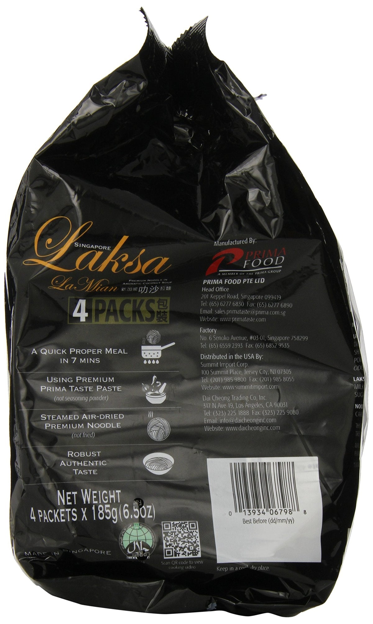 Prima Taste Laksa Coconut Curry Lamian Noodles – 26 oz Ready-to-Prepare Singapore Gourmet