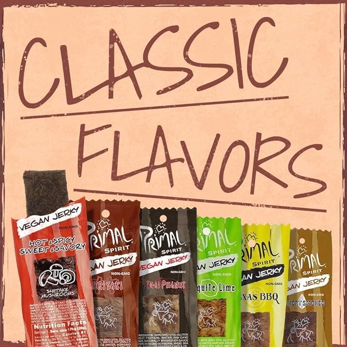 Primal Spirit Vegan Jerky Sampler Pack – 10g Plant-Based Protein, Non-GMO