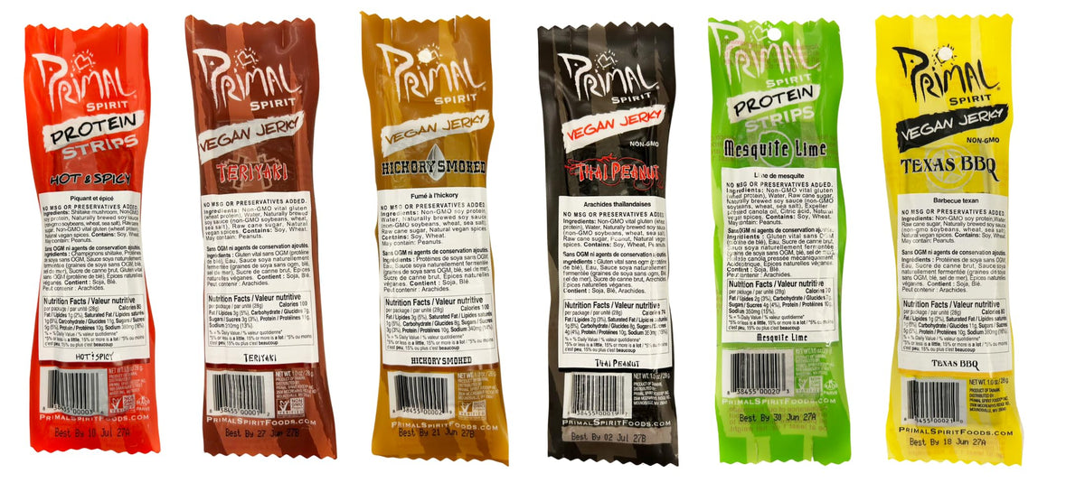 Primal Spirit Vegan Jerky Sampler Pack – 10g Plant-Based Protein, Non-GMO