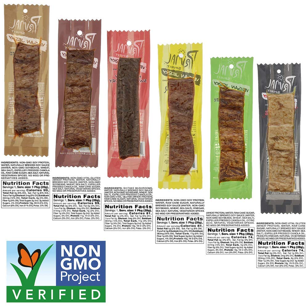 Primal Spirit Vegan Jerky Sampler Pack – 10g Plant-Based Protein, Non-GMO