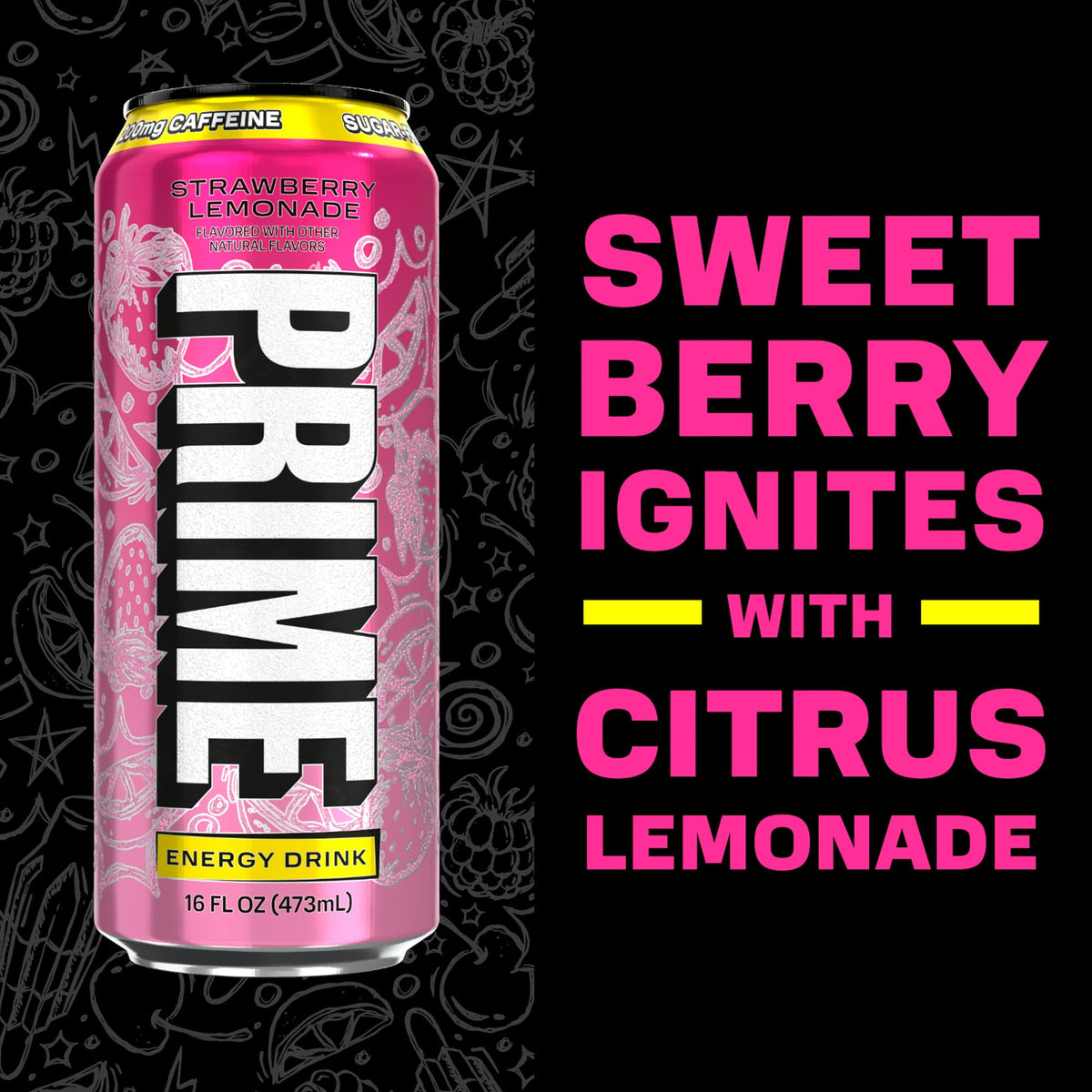 PRIME Energy Strawberry Lemonade — Sugar Free, 200 mg Caffeine