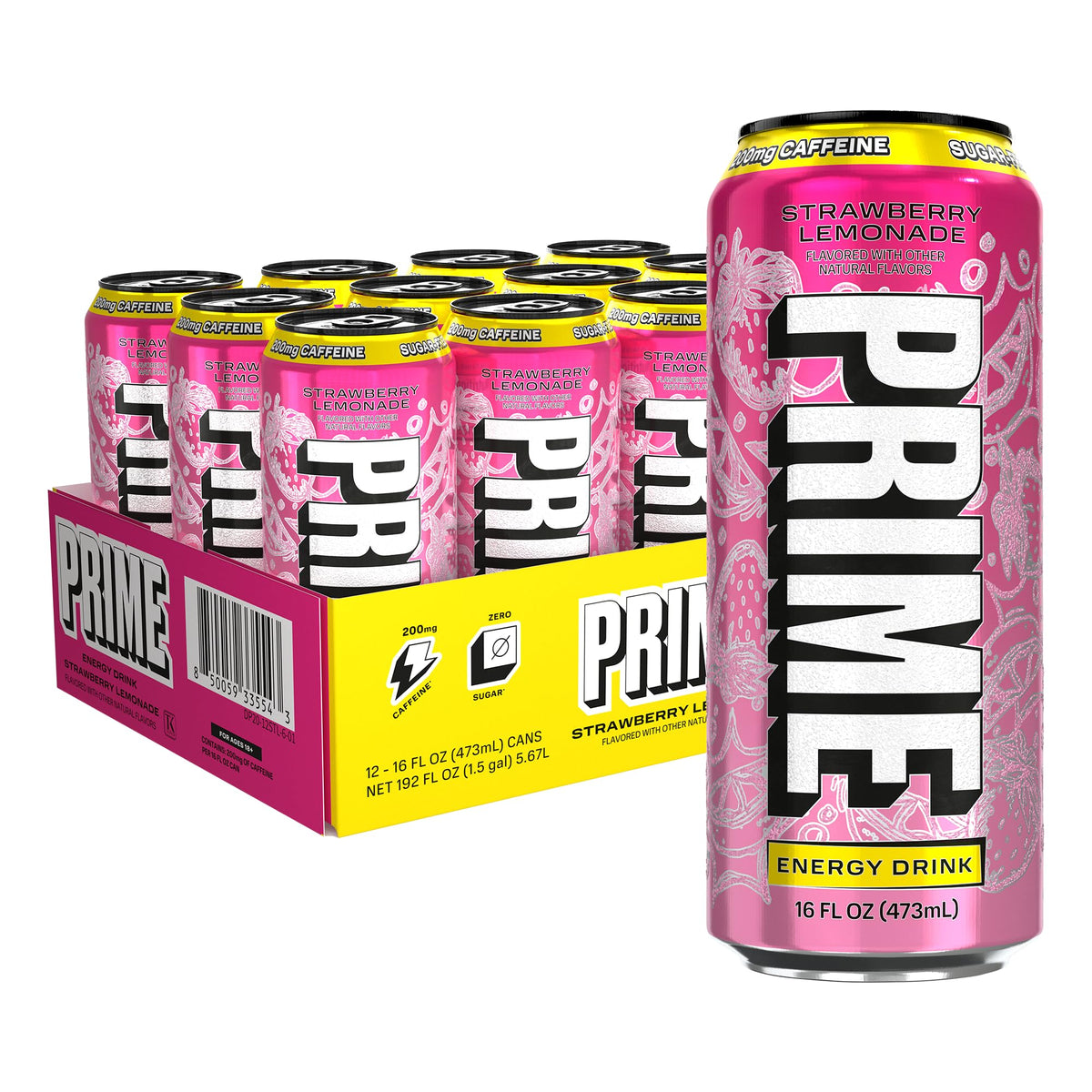 PRIME Energy Strawberry Lemonade — Sugar Free, 200 mg Caffeine