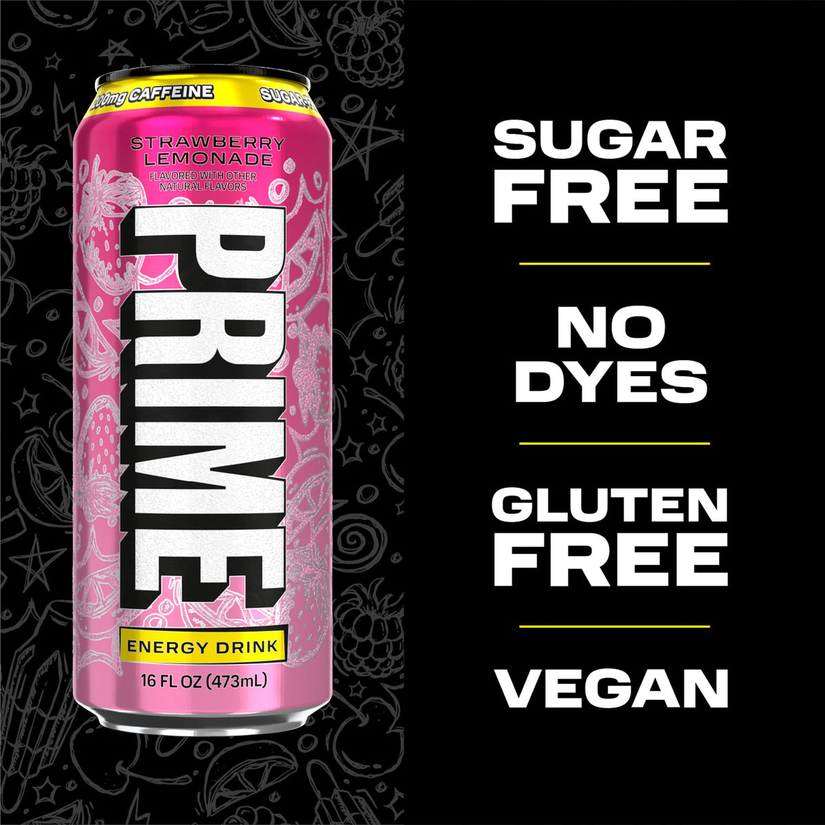 PRIME Energy Strawberry Lemonade — Sugar Free, 200 mg Caffeine