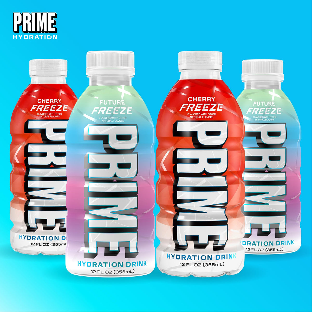 PRIME Hydration Cherry Freeze & Future Freeze — Electrolyte Drinks with Coconut Water, Zero Added Sugar, 12 fl oz (24 Pack)