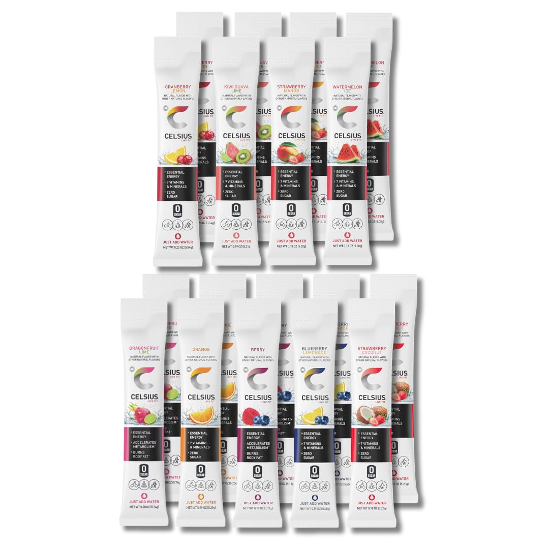 Prime Odyssey On The Go Energy Powder Sticks Variety Pack – 18 Count, 9 Flavors, Sugar-Free, 200mg Caffeine