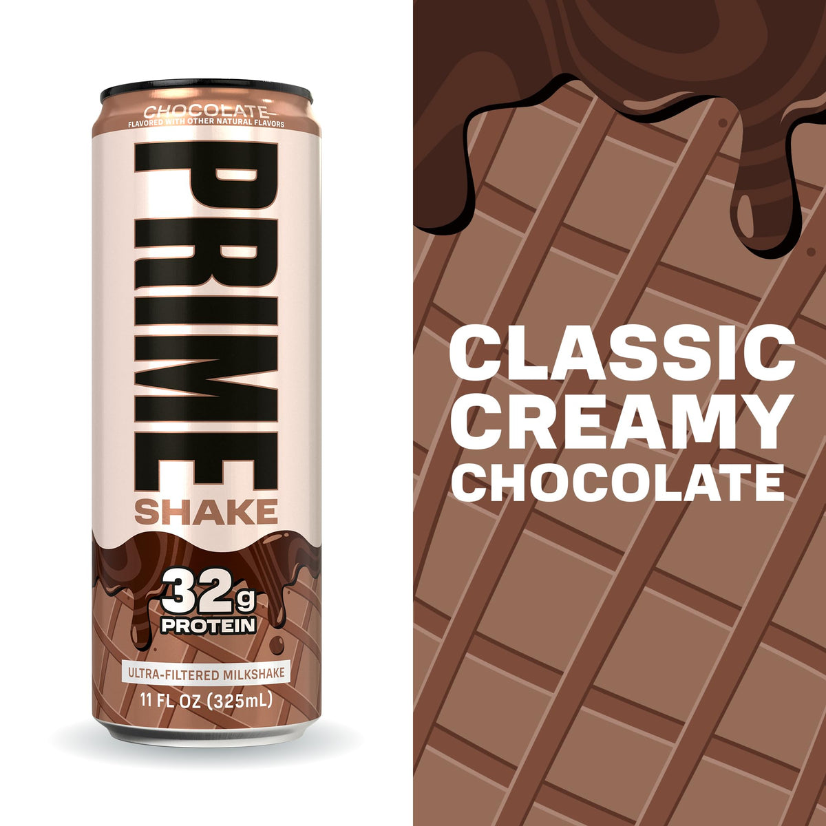 PRIME Shakes Chocolate – 32g Protein, Lactose-Free, Low Sugar, Ready-To-Drink 11oz